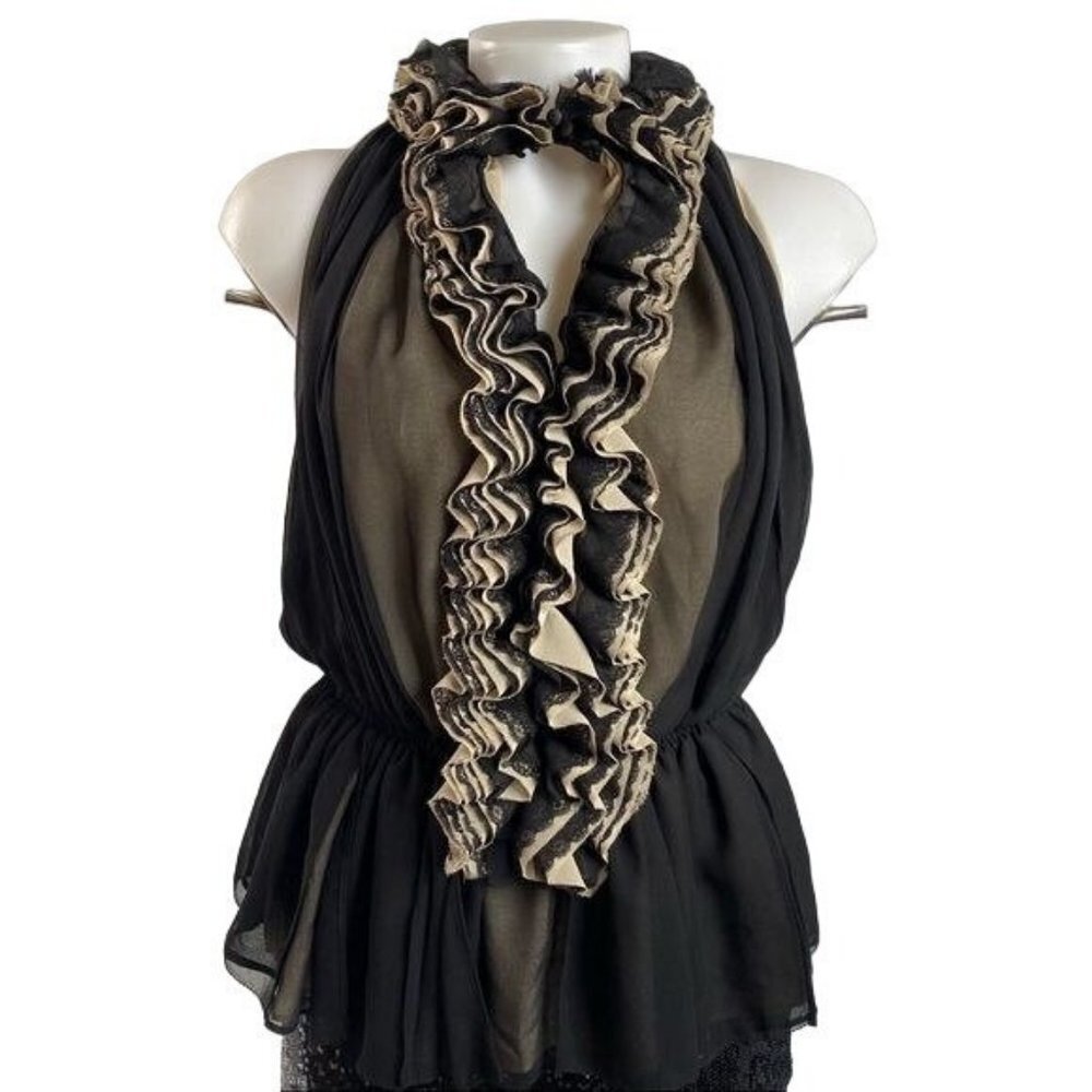 Neiman Marcus For Target Robert Rodriguez Ruffle Top Halter Tank Blouse Size S - Picture 8 of 9